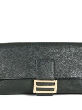 DIVINA FIRENZE in Dark Green Italian with Gold Accent Leather Baquette Flag Over